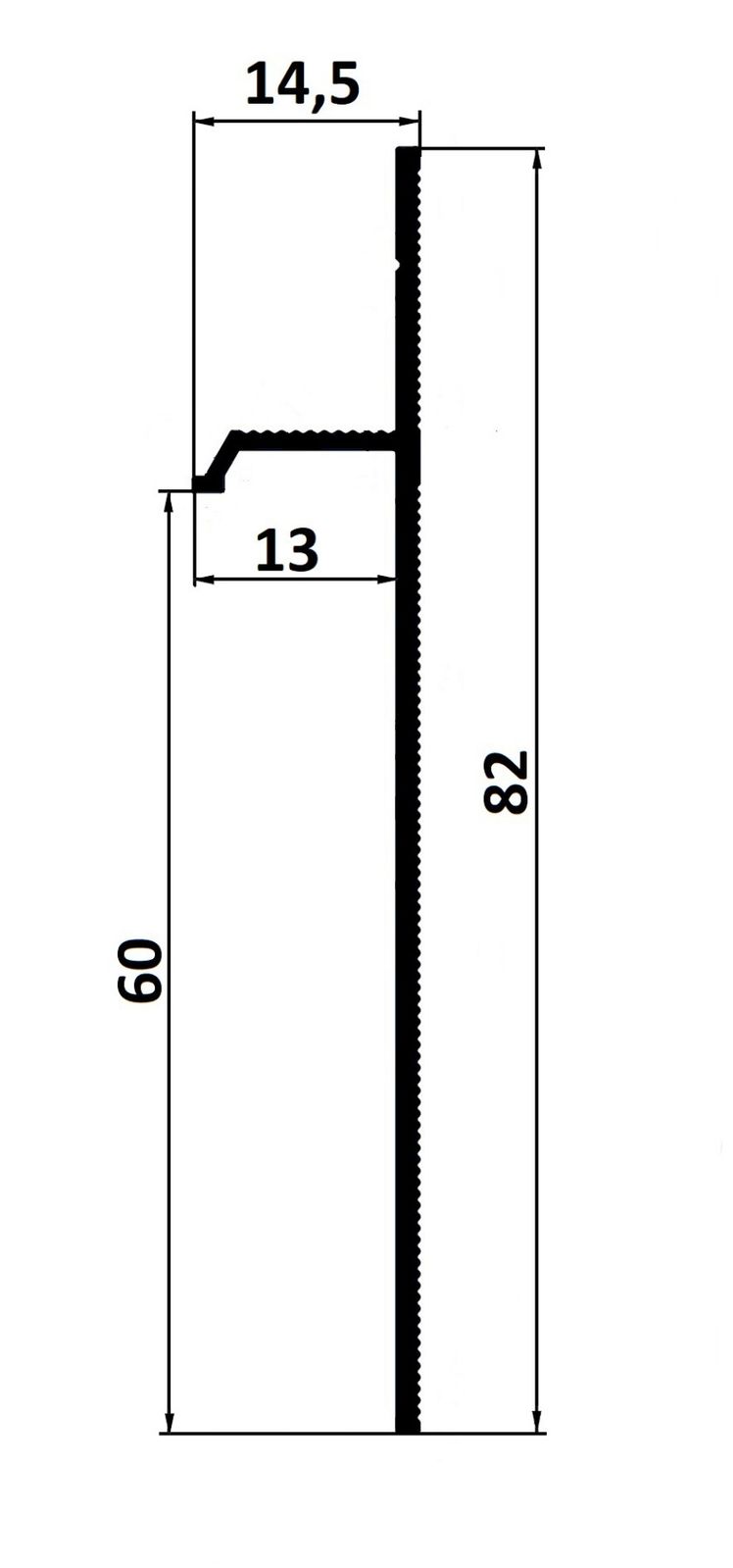 Плінтус прихованого монтажа 60 мм для гіпсокартону (анодований)