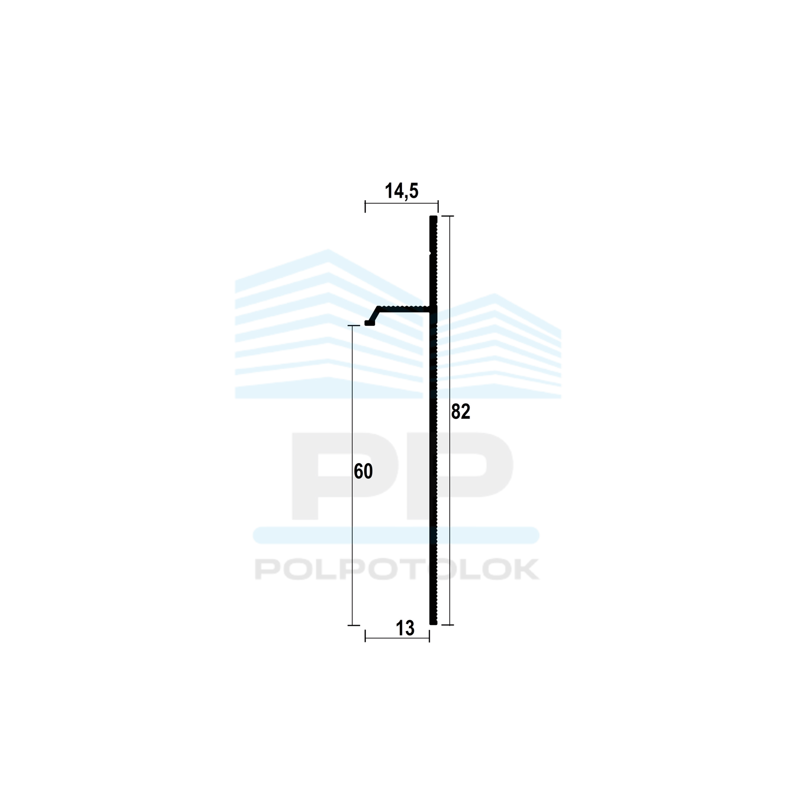 Aluminium flush-mounted skirting board 60mm (black)