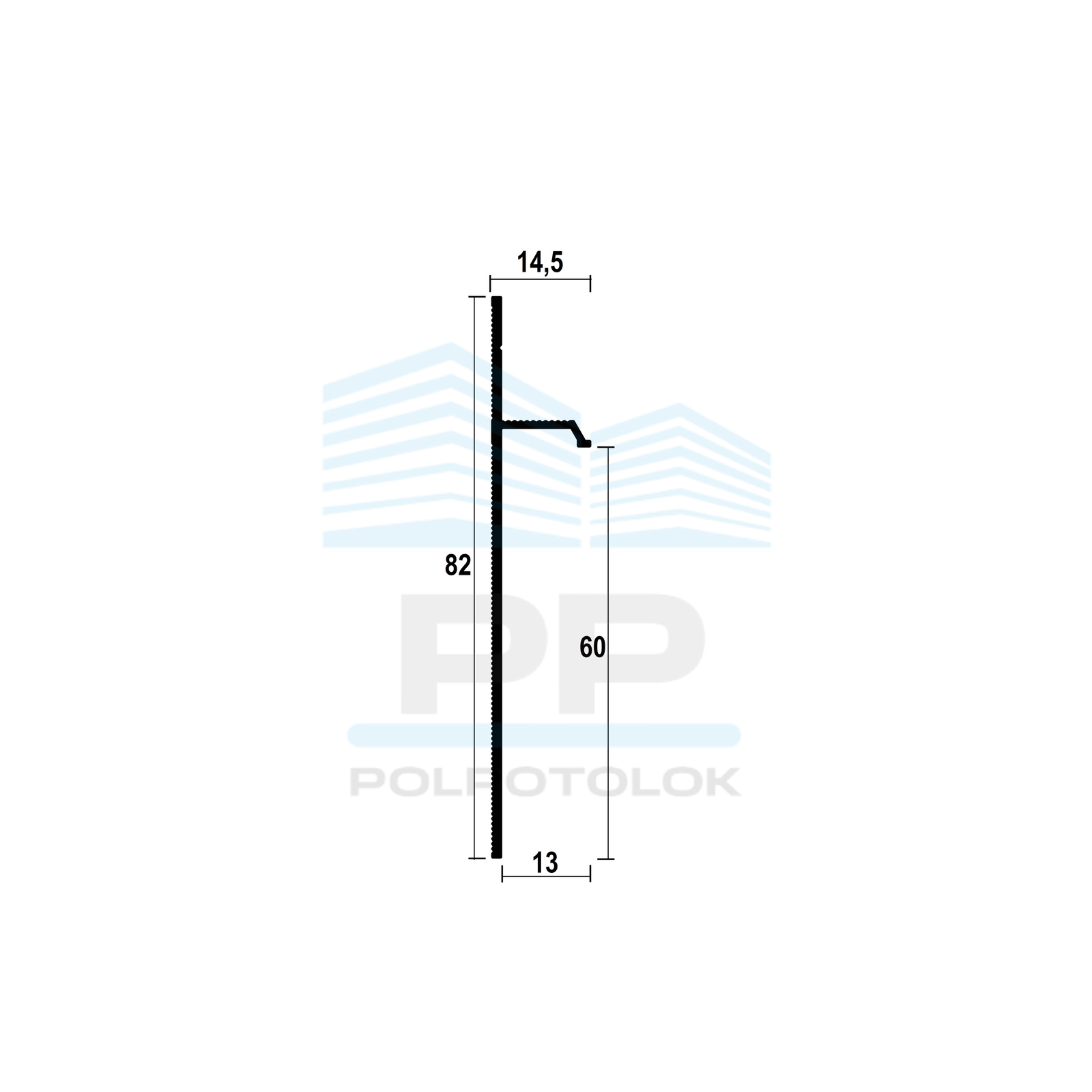 Aluminium flush-mounted skirting board 60mm (black)