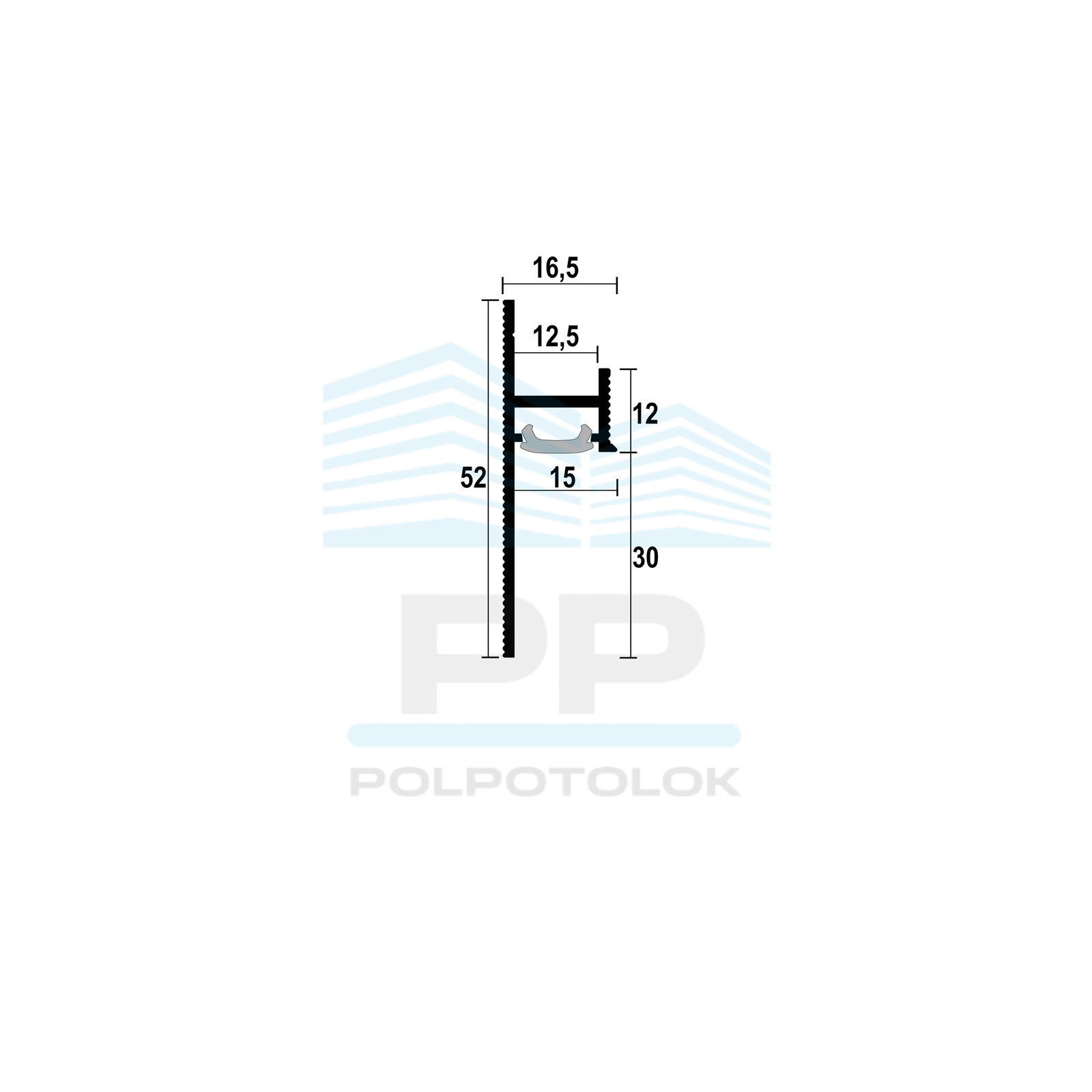 Плінтус прихованого монтажа 30 мм з LED-підсвіткою (білий)