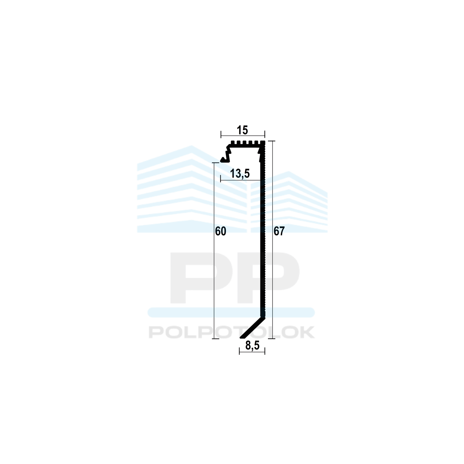 Ukryta listwa przypodłogowa podtynkowa 60mm z kanałem LED (niepowlekany)