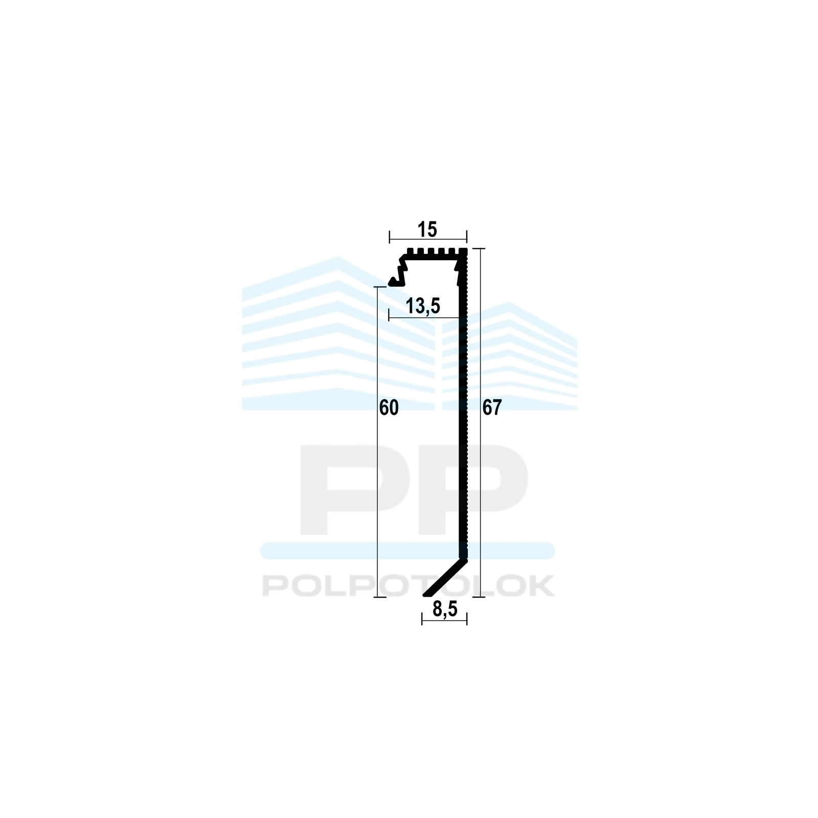 Ukryta listwa przypodłogowa podtynkowa 60mm z kanałem LED (czarny)