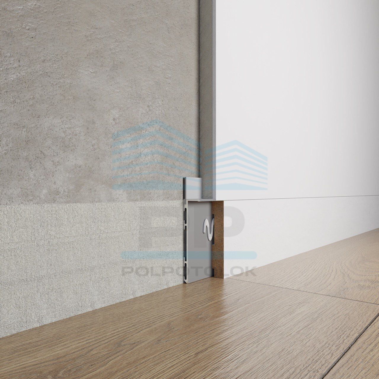 Aluminium flush-mounted skirting board 60mm (black)