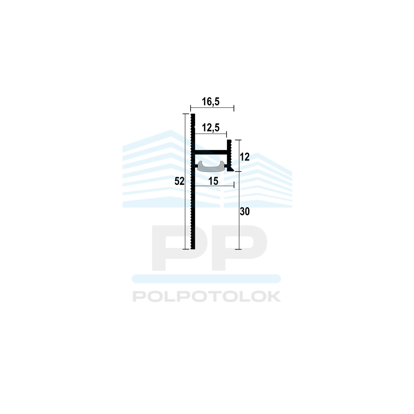 Ukryta listwa przypodłogowa podtynkowa 30mm z kanałem LED (niepowlekany)