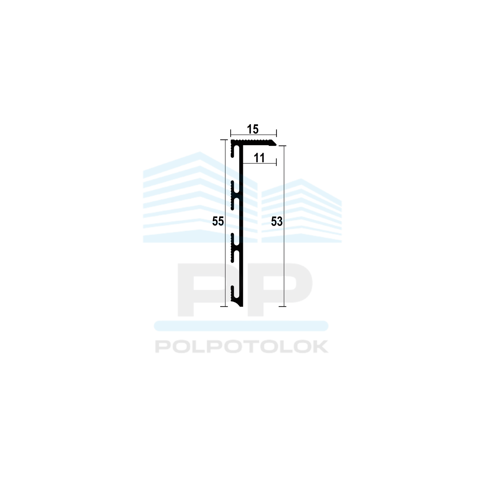 Aluminium flush-mounted skirting board 53mm (white)