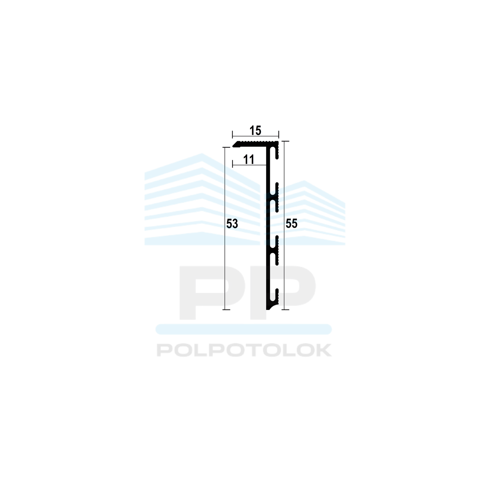 Aluminium flush-mounted skirting board 53mm (white)