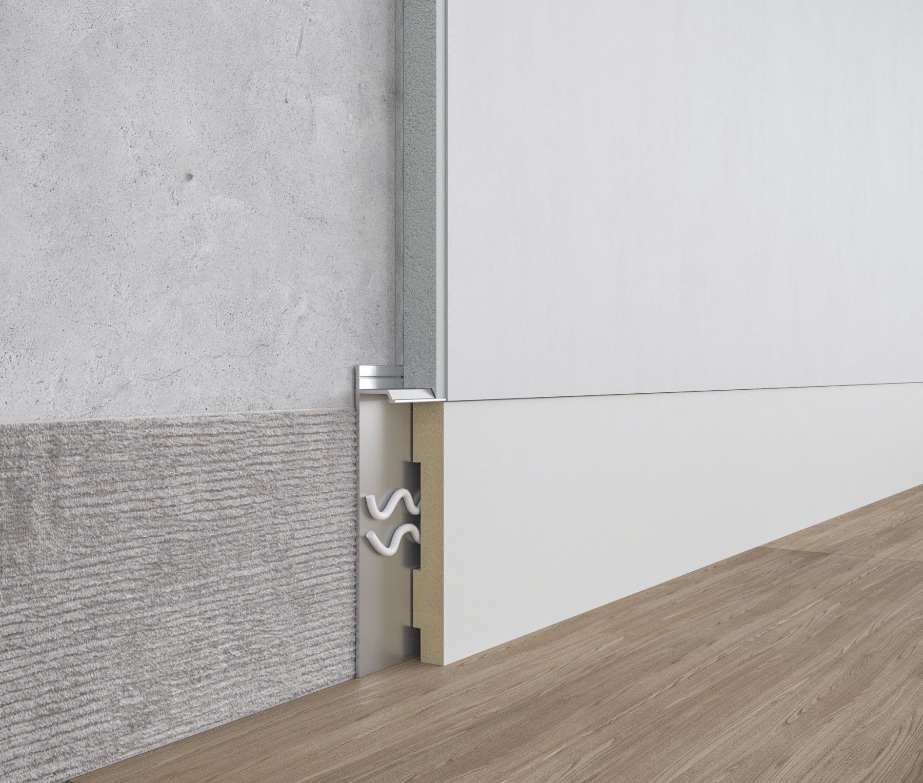 Aluminium flush-mounted skirting board 80mm (silver)
