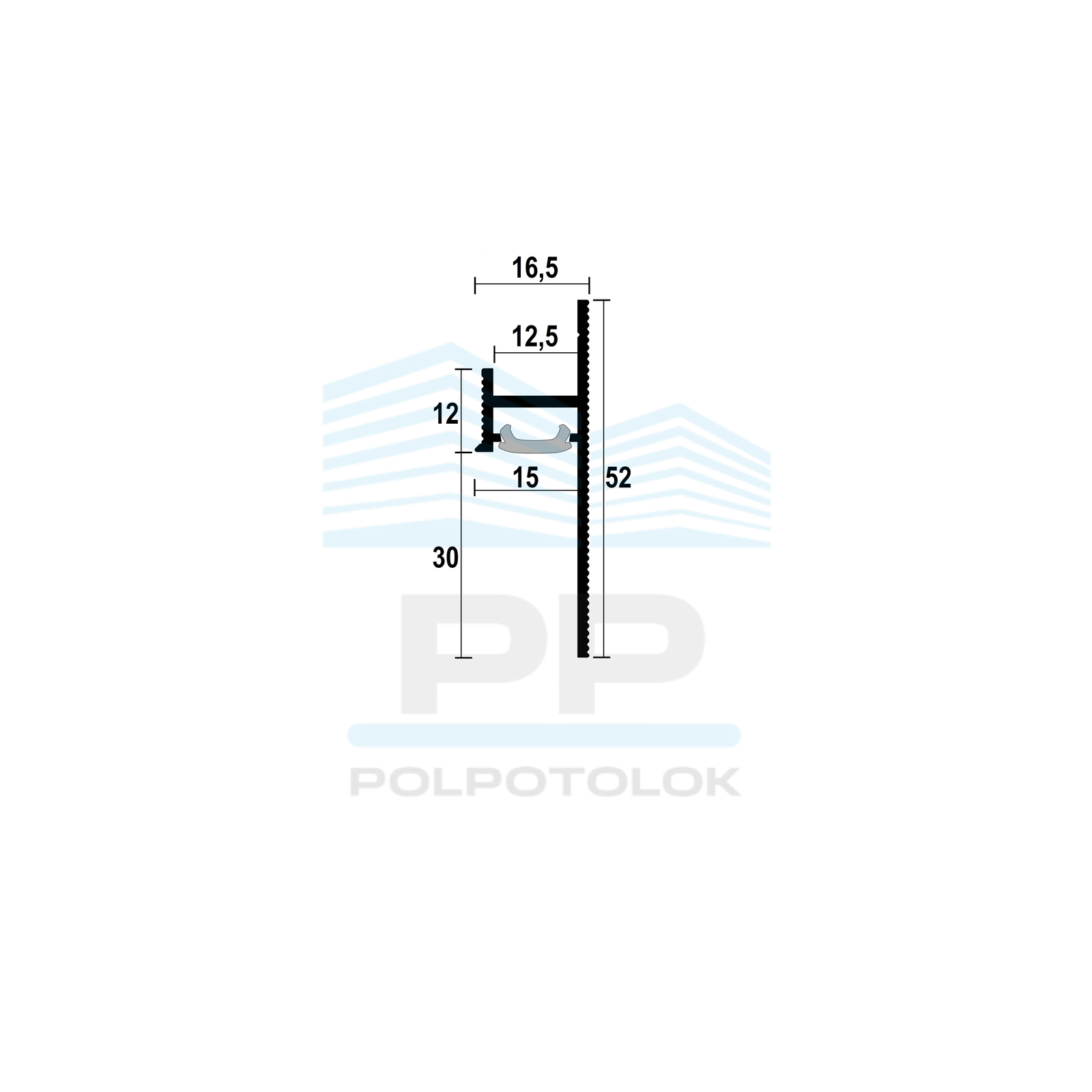 Ukryta listwa przypodłogowa podtynkowa 30mm z kanałem LED (czarny)