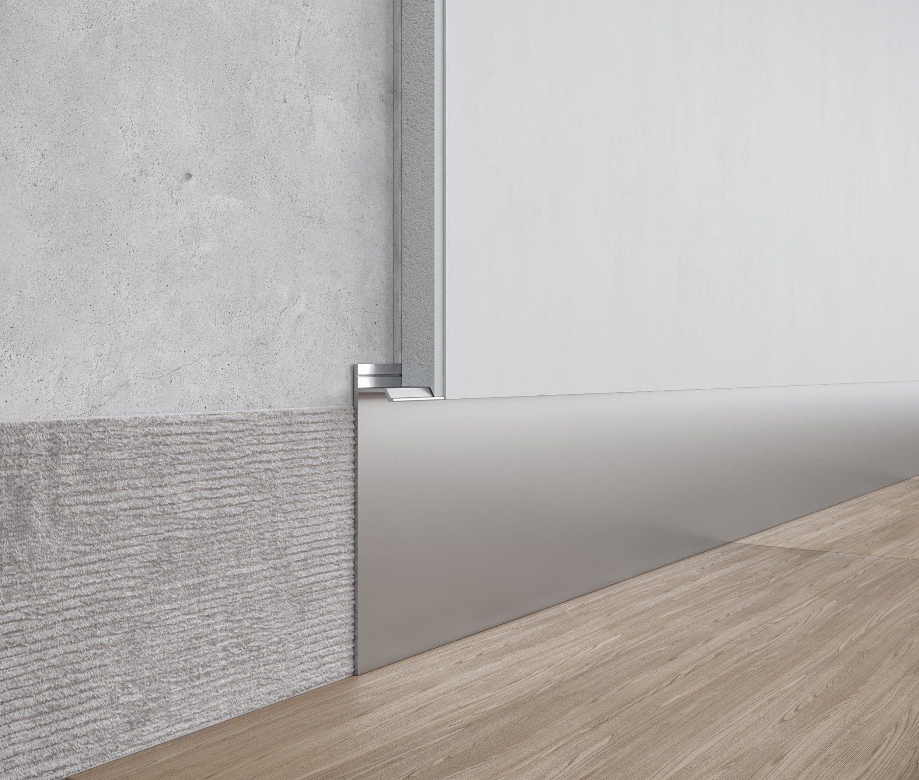 Aluminium flush-mounted skirting board 80mm (RAL)