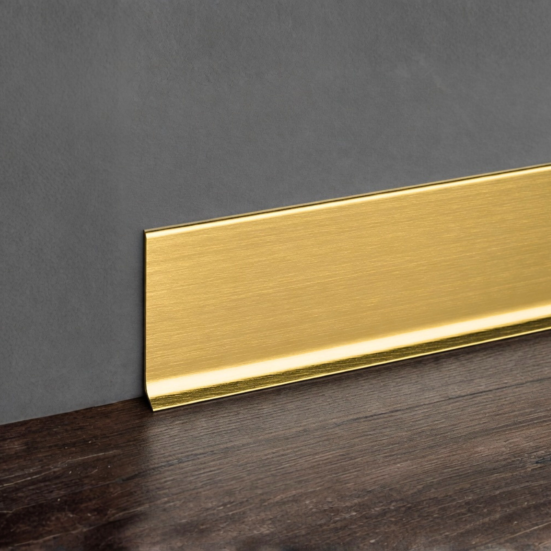Italian Aluminum Skirting Board Progress Profiles BTBOS Gold Brush 60 mm