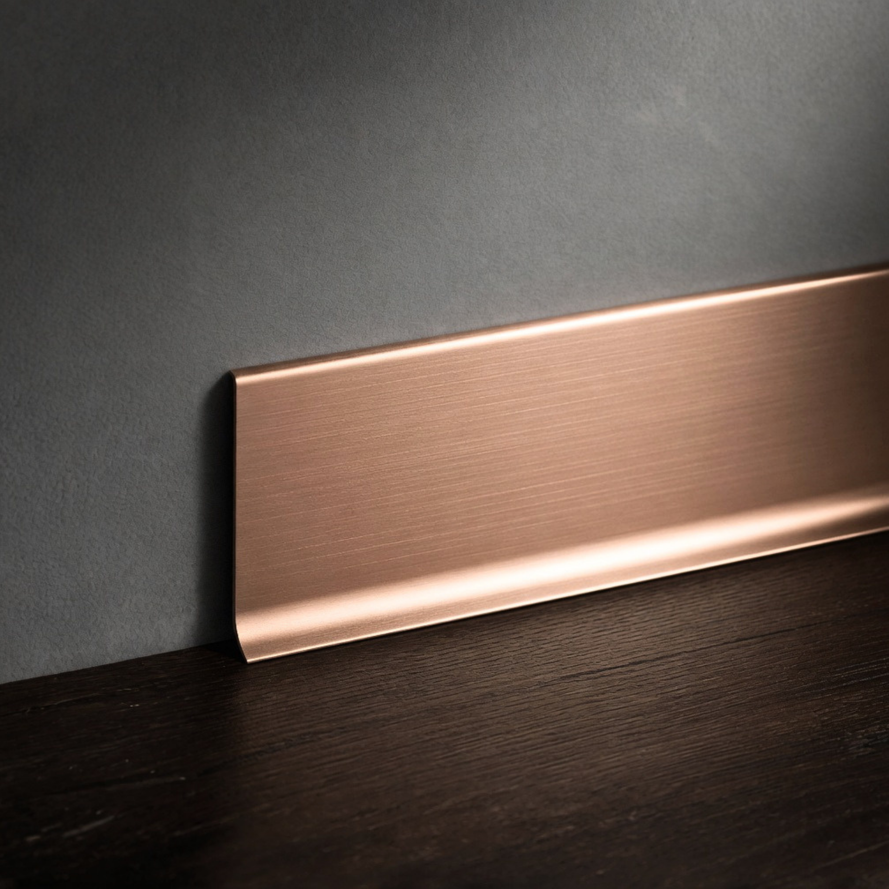 Italian Aluminum Skirting Board Progress Profiles BTRS Satin Copper 60 mm