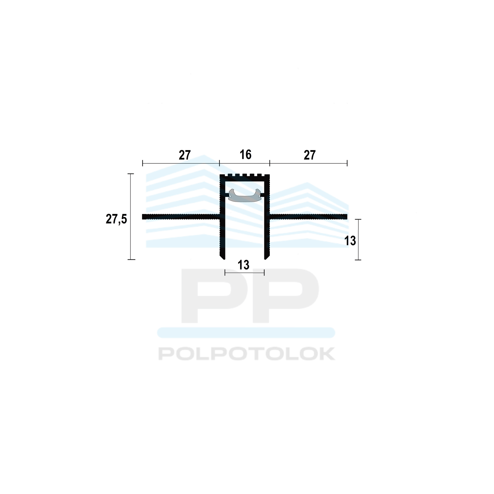 Oddzielanie profil cieniujący z kanałem LED 13mm (czarny)