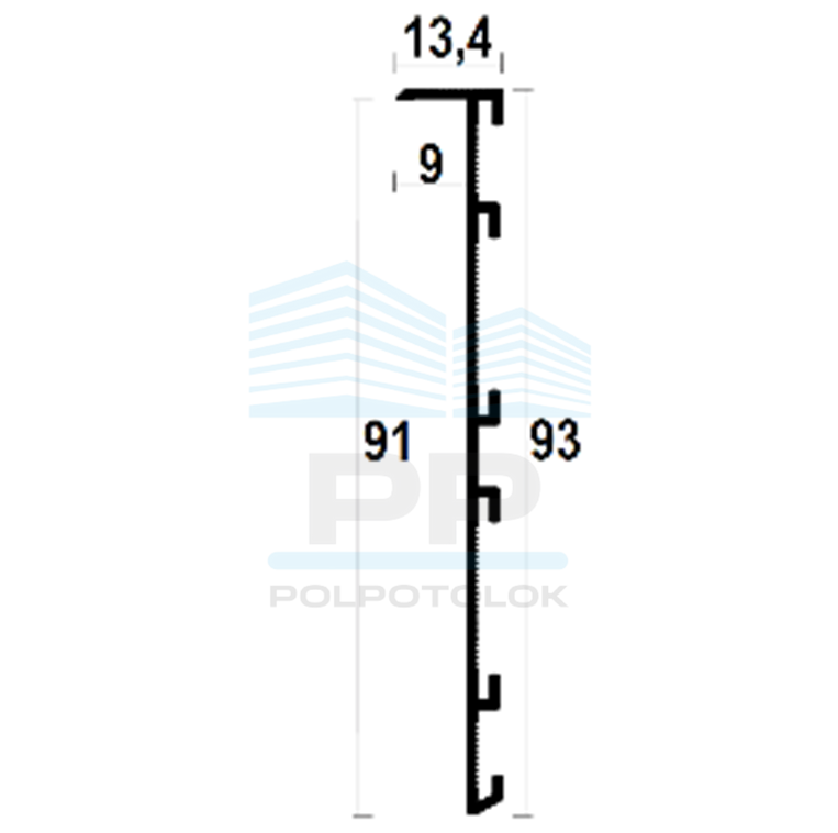 Aluminium flush-mounted skirting board for GCR12 91mm (RAL)