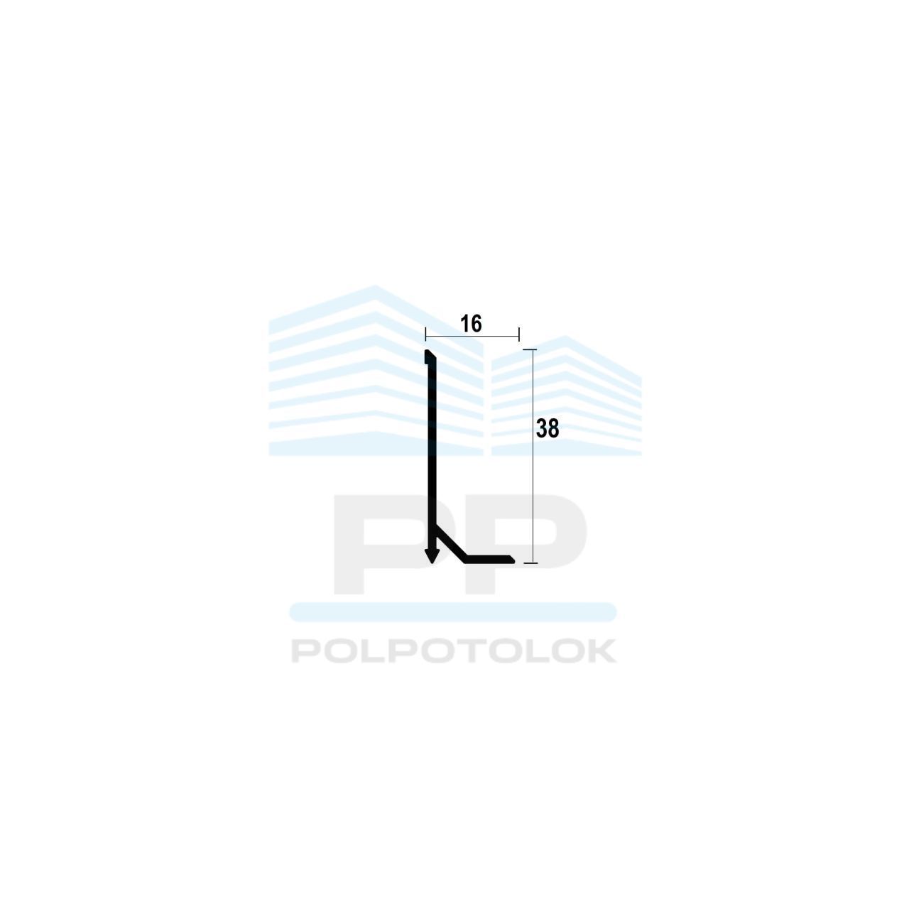 Aluminium skirting board 38mm "Arrow" series