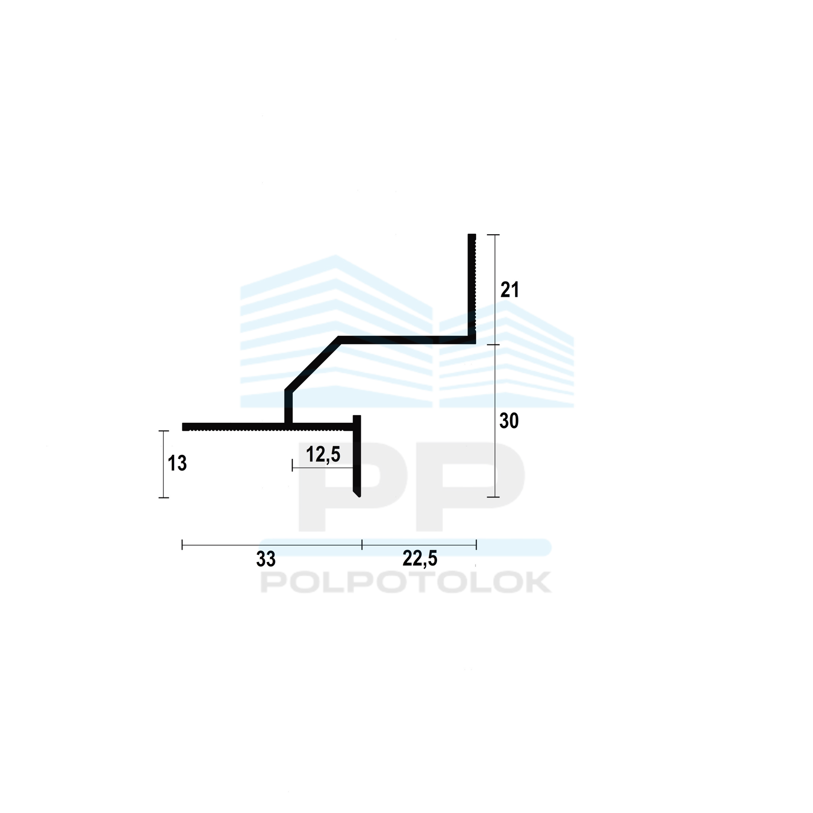 Profil cieniujący 20mm z kanałem LED (niepowlekany)