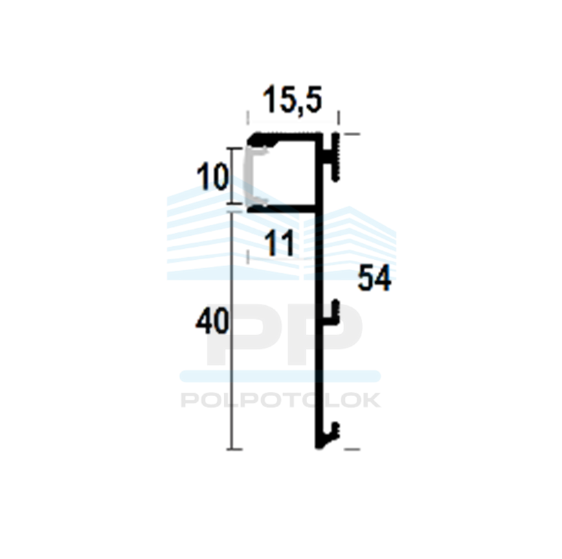 Aluminium flush-mounted skirting board 40mm (RAL)
