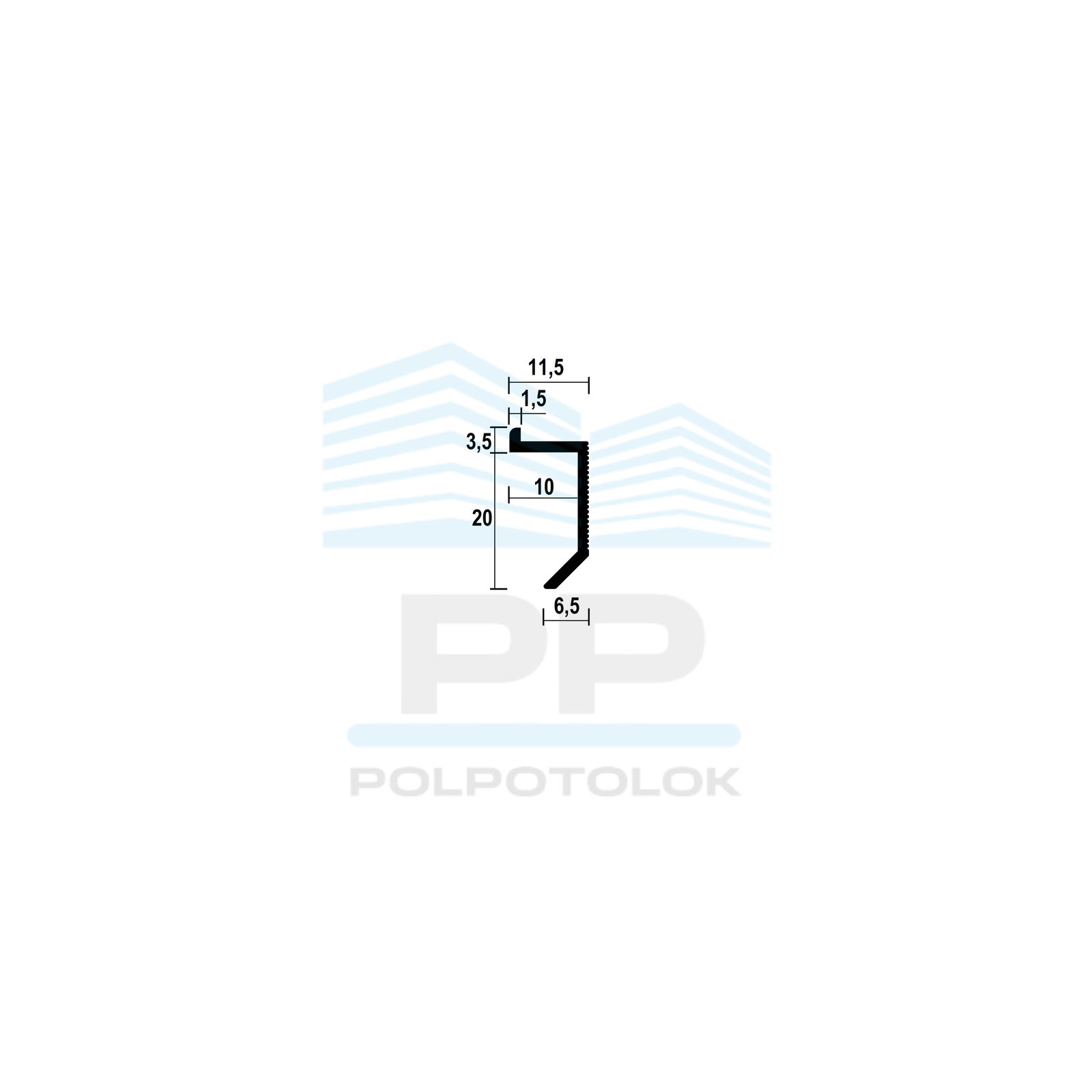 Aluminium flush-mounted skirting board 20mm (RAL)